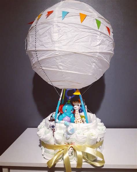 Baby Shower Nappy Cake In A Form Of Hot Air Balloon Baby Shower Nappy