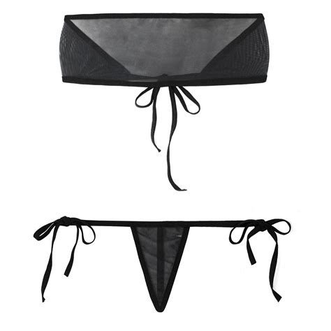 Womens See Through Mesh Bikini Set Swimsuit Swimwear Beachwear Bathing Suits EBay