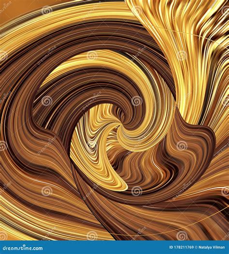 Abstract Psychedelic Background Chaotic Brush Brown and Gold Color
