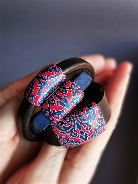 Red Polymer Clay Beads For The 106 Mm Hole Leather Bracelet Etsy
