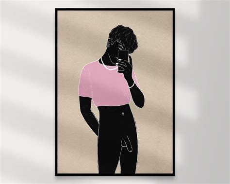 Lucas Light Paper Pink Printable Queer Wall Art Gay Male Nude Sketch Twink Drawing Lgbtqia