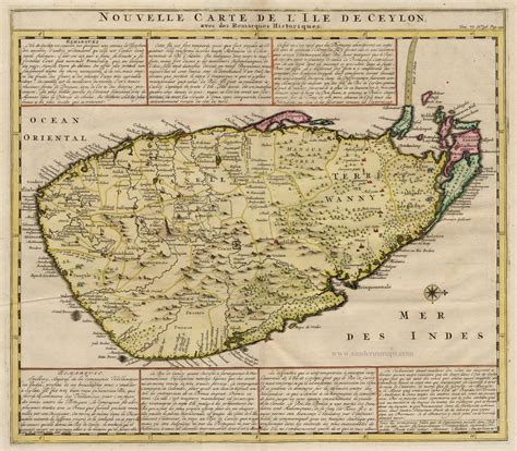 antique map  ceylon sri lanka  chatelain sanderus antique maps