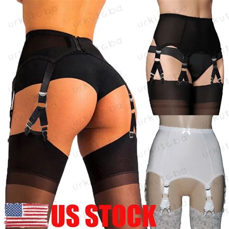 Summer New Women High Waist Suspender Garter Belt Sexy Sheen Front Lace Lingerie Garters Plus
