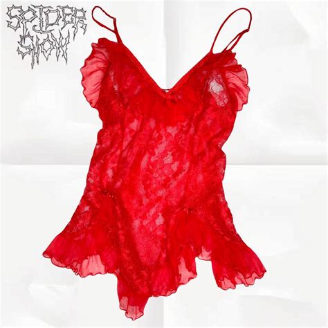 Insane Cherry Red Vintage Lace Lingerie Top Brand Is Depop
