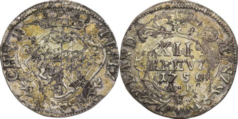 Pfalz Kurlinie 12 Kreuzer 1750 AK Karl IV Theodor 1742 1777 VF EF