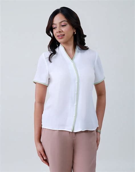 Short Sleeve Piping Detail Blouse Spring And Summer