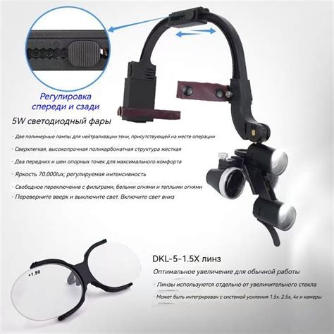 Налобный осветитель с бинокулярами 3.5 и 2 АКБ в комплекте бинокуляры ...