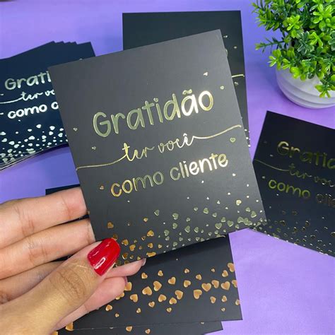 10un Postal de Agradecimento Gratidão Hot Stamping Dourado Cartão para