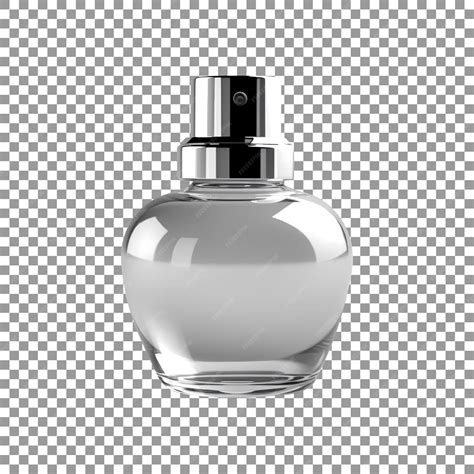 Флакон духов с серебряной крышкой на прозрачном фоне | Премиум PSD Файл