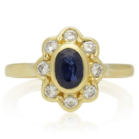 Vintage 18ct Gold Sapphire And Diamond Cluster Ring 1980 Mg Welch