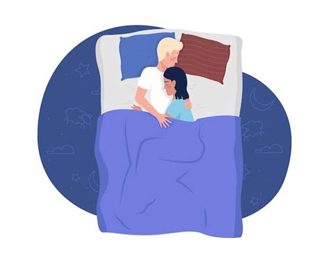 Premium Vector Hugging Man And Woman Sleeping In Bed 2d Vector