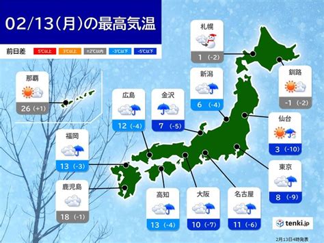 きょう13日 気温大幅ダウン 真冬の寒さの所も 激しい寒暖差に注意気象予報士 久保 智子 2023年02月13日 日本気象協会