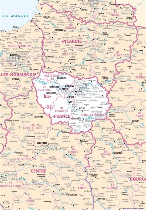 region de france carte de lile de france