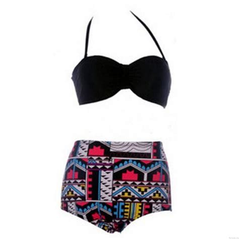 Colorful High Waist Bikini Swimsuit Swimwear Bikinis Swimsuits Clothing Apparel ByGoods