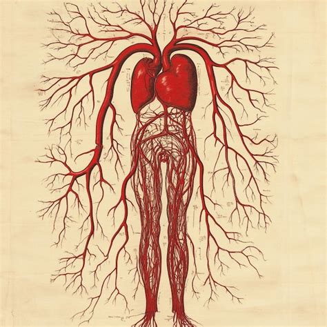 A detailed diagram of the circulatory system showing arteries veins and ...