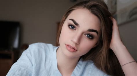 X Brunette Blue Eyes K Laptop Full Hd P Hd K Wallpapers Images Backgrounds Photos