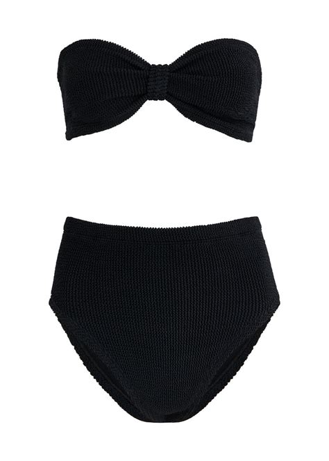 Hunza G Ruby Seersucker Bikini Black One Size Hunza G