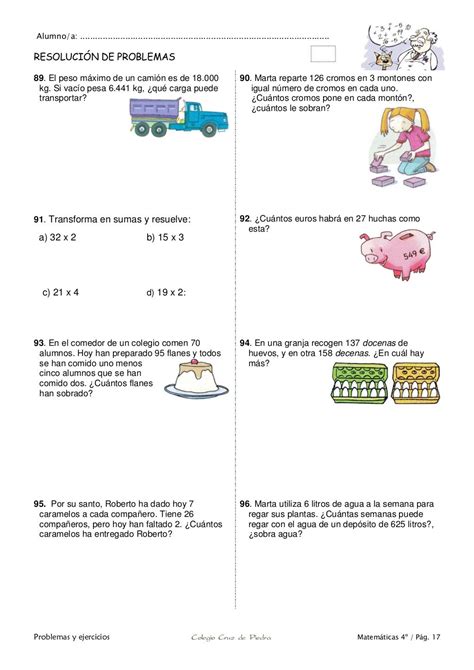 Matemáticas De 4º De Primaria Problemas Y Ejercicios