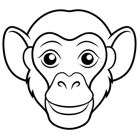 Cute Monkey Face Illustration Black and White Drawing | Premium AI