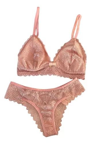 Conjunto Lingerie Rosa Claro Renda Lingerie Premium Sexy 007 MercadoLivre
