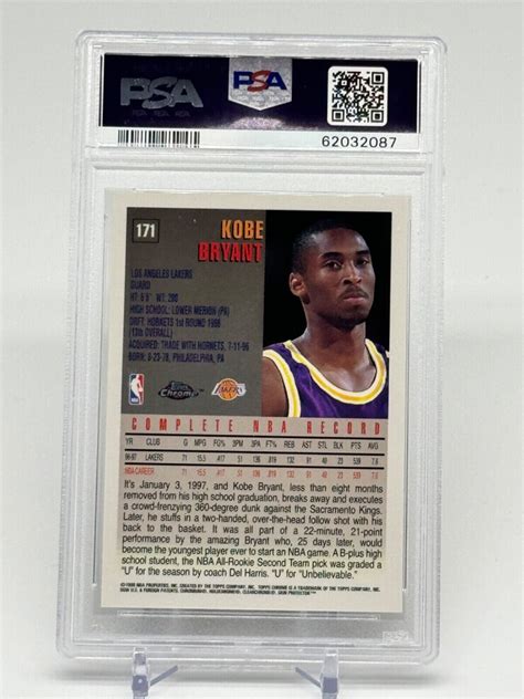 Topps Chrome Kobe Bryant Psa Nd Year Ebay