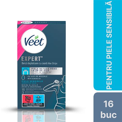 Benzi Depilatoare Cu Ceara Pentru Bikini Si Axila Pentru Piele Sensibila Veet Expert