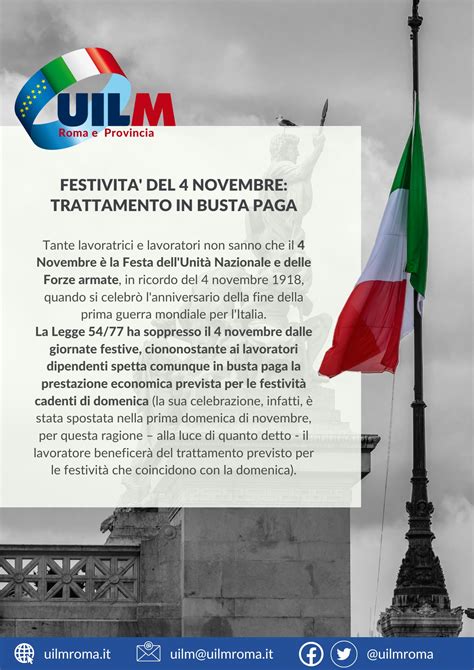 Festivita Del Novembre Trattamento In Busta Paga Uilm Di Roma E