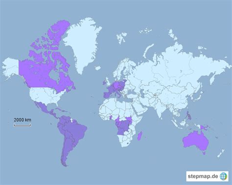 Stepmap Roman Catholic Majority Countries Landkarte Für Welt