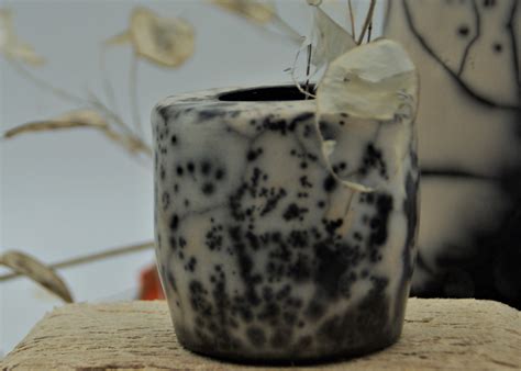 Naked Raku Ceramics Black White Raku Vase Small Ceramic Etsy