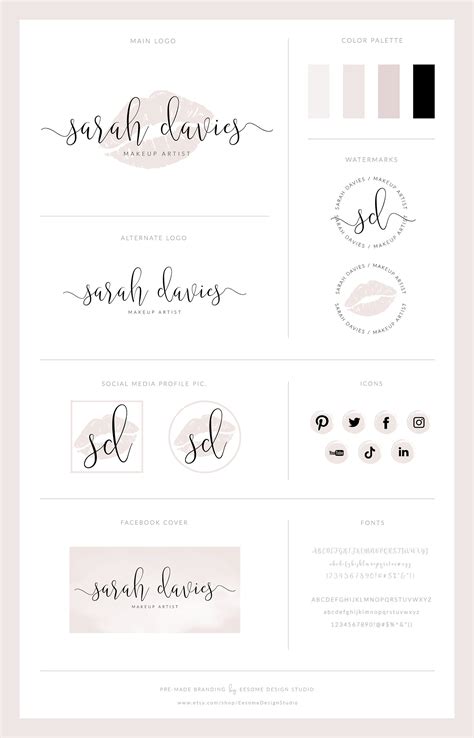 Esthetician Logo, Lip Logo, Beauty Business Logo Design, Geometric Lips