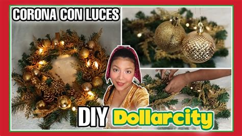 DIY CORONA NAVIDEÑA ELEGANTE CON LUCES NAVIDAD 2024 DOLLARCITY