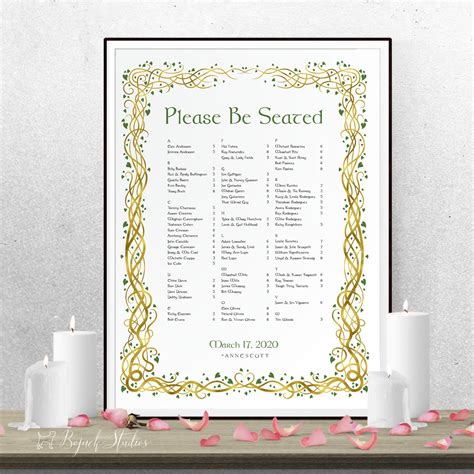 Celtic Wedding Seating Chart Poster Wedding Seating Chart Etsy