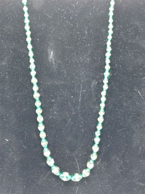 Vintage Italian Venetian Green Glass Necklace Gem