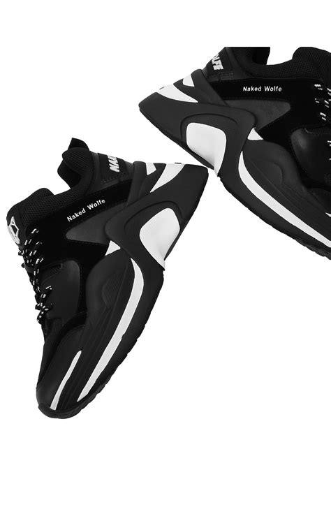 Naked Wolfe Track Double Chunky Platform Sneaker In Double Black Smart Closet