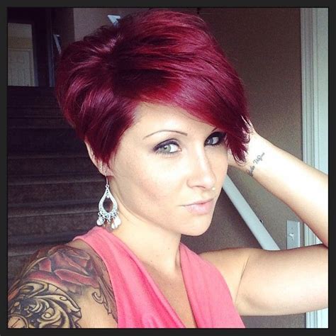 Fresh Trim And Burgundy Color For Fall 💇💆💜🍁🍃🍂 Pixiecut Burgundypixie