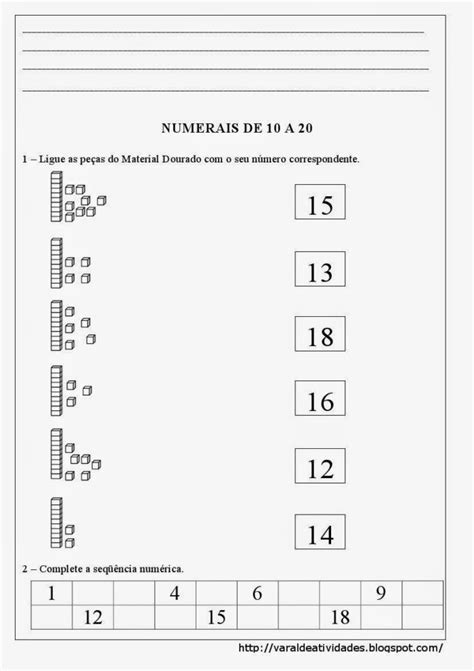 Atividades com numerais de 10 a 20 para imprimir - Mundinho da Criança ...