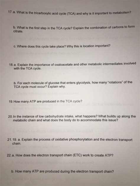 Solved 17a What Is The Tricarboxylic Acid Cycle Tca And