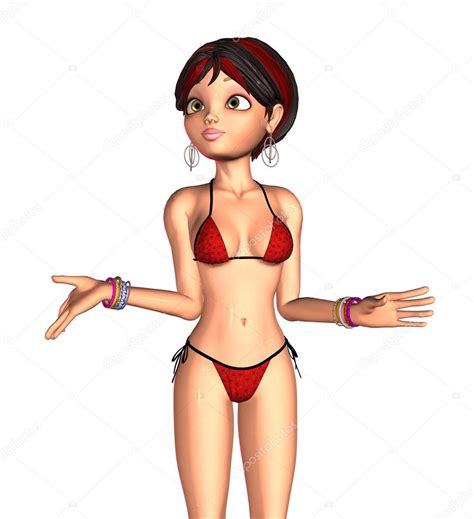 D Chica En Bikini Rojo