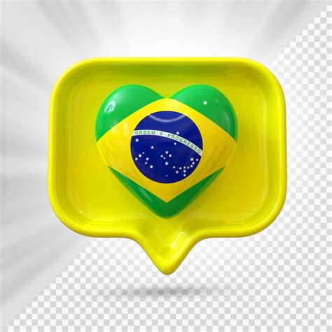 Premium PSD | Brazil heart flag 3d