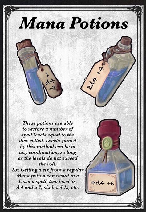 Mana Potions Dnd Dragons Dungeons And Dragons Homebrew Dnd 5e Homebrew