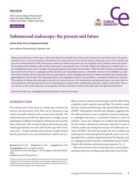 Pdf Submucosal Endoscopy The Present And Future