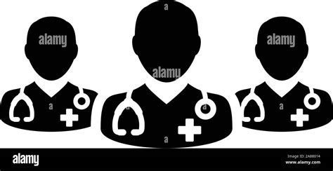 Physician Icon Vector Group Of Male Doctors Person Profile Avatar For