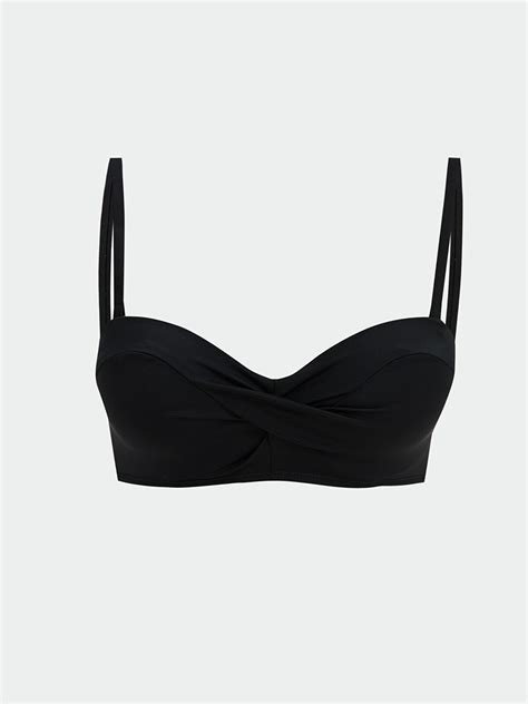 LCW DREAM Siyah Dikişli Pedli Büzgü Detaylı Kadın Bikini Üst S Z CVL LCW