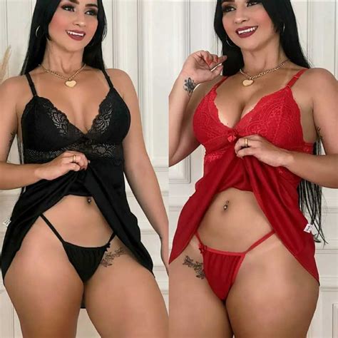 Camisola Feminina Sensual Sexy Lingerie Pijama Renda Acompanha Calcinha Fio Dental Shopee