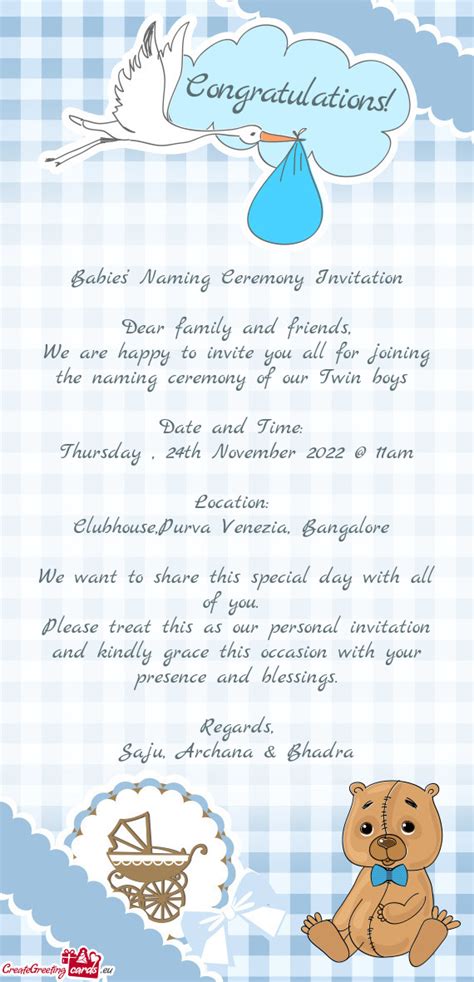 Babies Naming Ceremony Invitation Free Cards