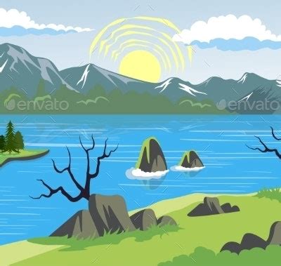 landscape  lake  mountain background  volina graphicriver