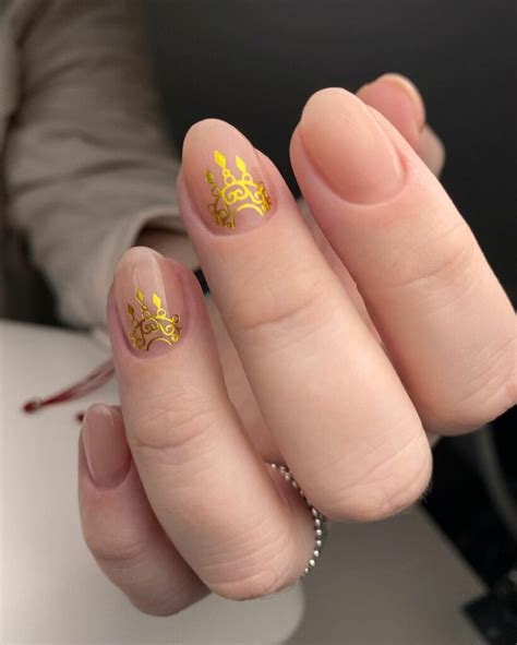 Classy Nude Nails With Gold Foil You Will Love Nail Designs Daily