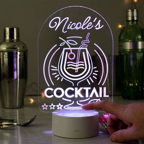 Personalised Light Up Cocktail Bar Sign Mancavesuperstore