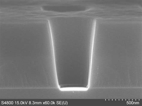 SEM Cross Section View Of A PZT Ir TiN Stack On SiO 2 Si Trench And