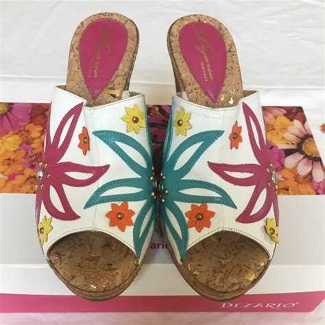 Dezario Shoes Dezario Frida White Floral Decorative Mule Euc Poshmark